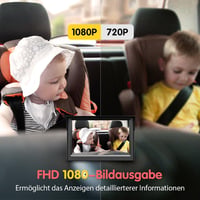 LUCKVIEW Baba Autós Tükör 5 Hüvelykes 1080P HD Kijelzővel, Éjjellátó Kamerával, 3X Zoom, 360° Forgatható Hátsó Ülés Monitor 2