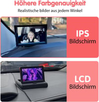 LUCKVIEW Baba Autós Tükör 5 Hüvelykes 1080P HD Kijelzővel, Éjjellátó Kamerával, 3X Zoom, 360° Forgatható Hátsó Ülés Monitor 6