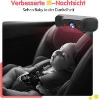 LUCKVIEW Baba Autós Tükör 5 Hüvelykes 1080P HD Kijelzővel, Éjjellátó Kamerával, 3X Zoom, 360° Forgatható Hátsó Ülés Monitor 3