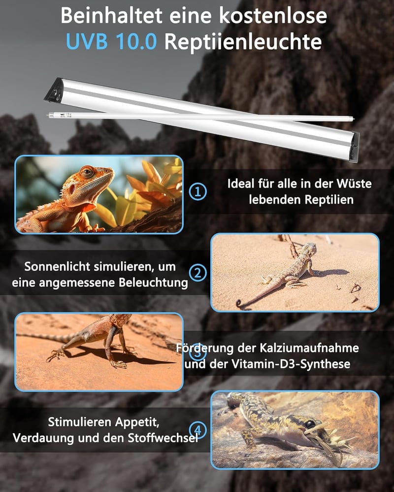LUCKY HERP T5 UVB 39W Terrarium Lámpa Teknős Sügér Kígyó Hüllő UV Fény