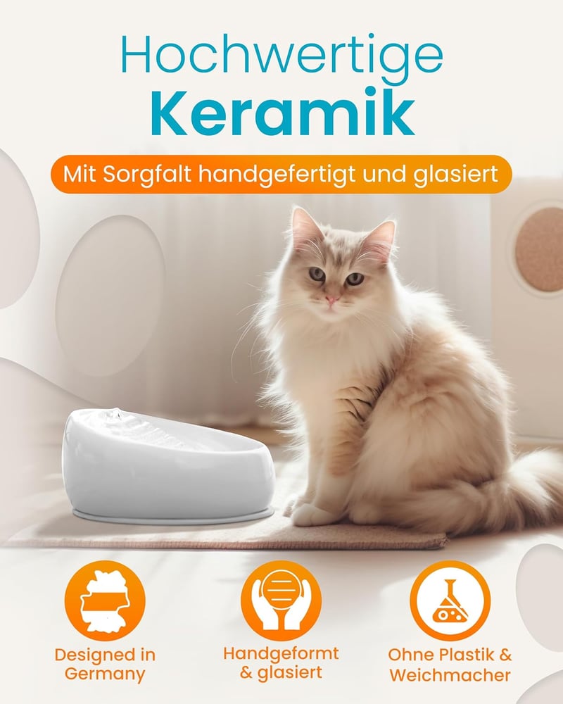 Lucky-Kitty kerámia ivófontána macskáknak fehér - White