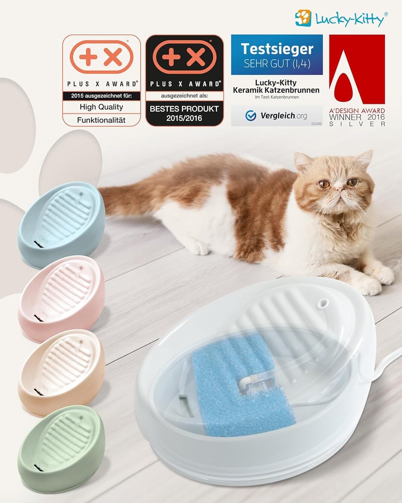 Lucky-Kitty kerámia ivófontána macskáknak fehér - White
