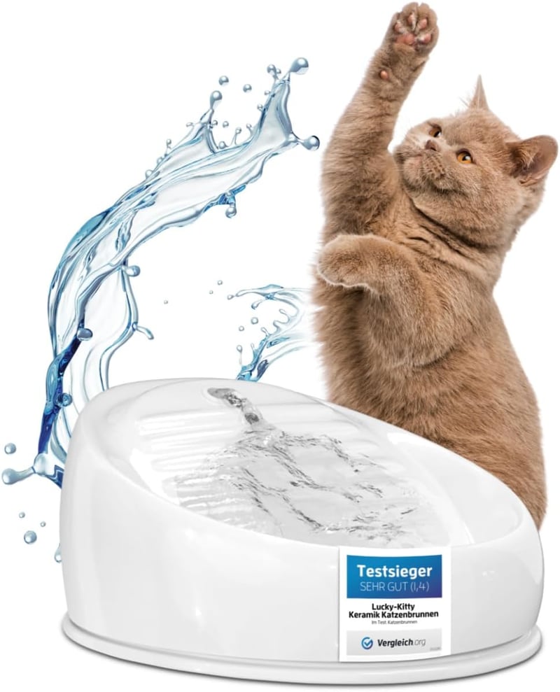 Lucky-Kitty kerámia ivófontána macskáknak fehér - White