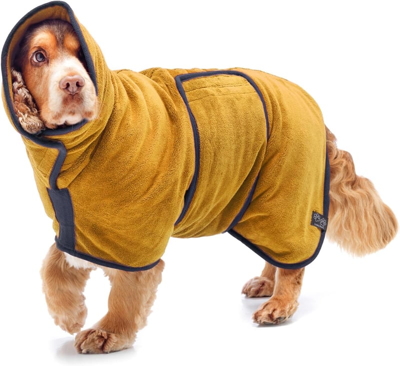 Lucky Paws Kutyafürdőköpeny XXL Okker - Duplarétegű, Ultraabszorbens Fürdőlepedő