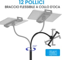 Suport de podea flexibil Lucky Trip cu gât de lebădă și rotație la 360 de grade pentru iPad Mini, Air, Pro, iPhone și tablete de 4,5-12,9 inchi 4