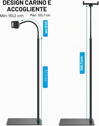 Suport de podea flexibil Lucky Trip cu gât de lebădă și rotație la 360 de grade pentru iPad Mini, Air, Pro, iPhone și tablete de 4,5-12,9 inchi 6