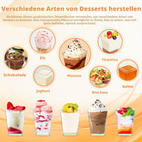 LucyStudio Set od 30 prozirnih četvrtastih čaša za desert s poklopcem, višekratne, 160 ml, za pudinge, mousse i švedski stol 4