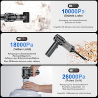 Ludunbuy 4 az 1-ben kézi akkus porszívó, 26000 Pa, 6000 mAh, digitális kijelző, önürítő - ezüstszürke 2
