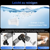 Ludunbuy 4 az 1-ben kézi akkus porszívó, 26000 Pa, 6000 mAh, digitális kijelző, önürítő - fekete 6