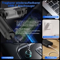 Ludunbuy 4 az 1-ben kézi akkus porszívó, 26000 Pa, 6000 mAh, digitális kijelző, önürítő - fekete 3