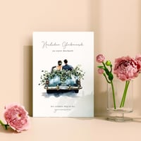 luftundliebe Veľká svadobná pohľadnica s modrou ilustráciou – A4 skladaná karta s kraft obálkou, vnútri prázdna – Gratulácia, pozvánka, matrikár 5