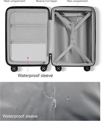 LUGGEX Kemény PC Kézipoggyász Laptoprekesszel 55cm Kék Bővíthető 7