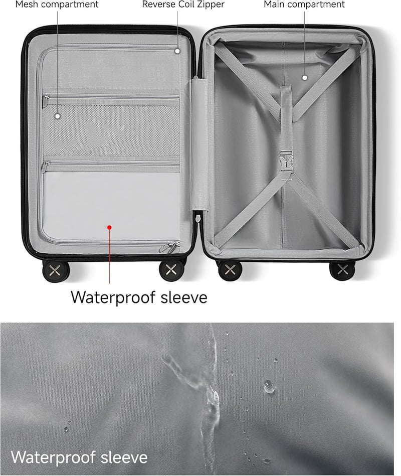 LUGGEX Kemény PC Kézipoggyász Laptoprekesszel 55cm Kék Bővíthető