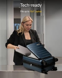LUGGEX Kemény PC Kézipoggyász Laptoprekesszel 55cm Kék Bővíthető 2