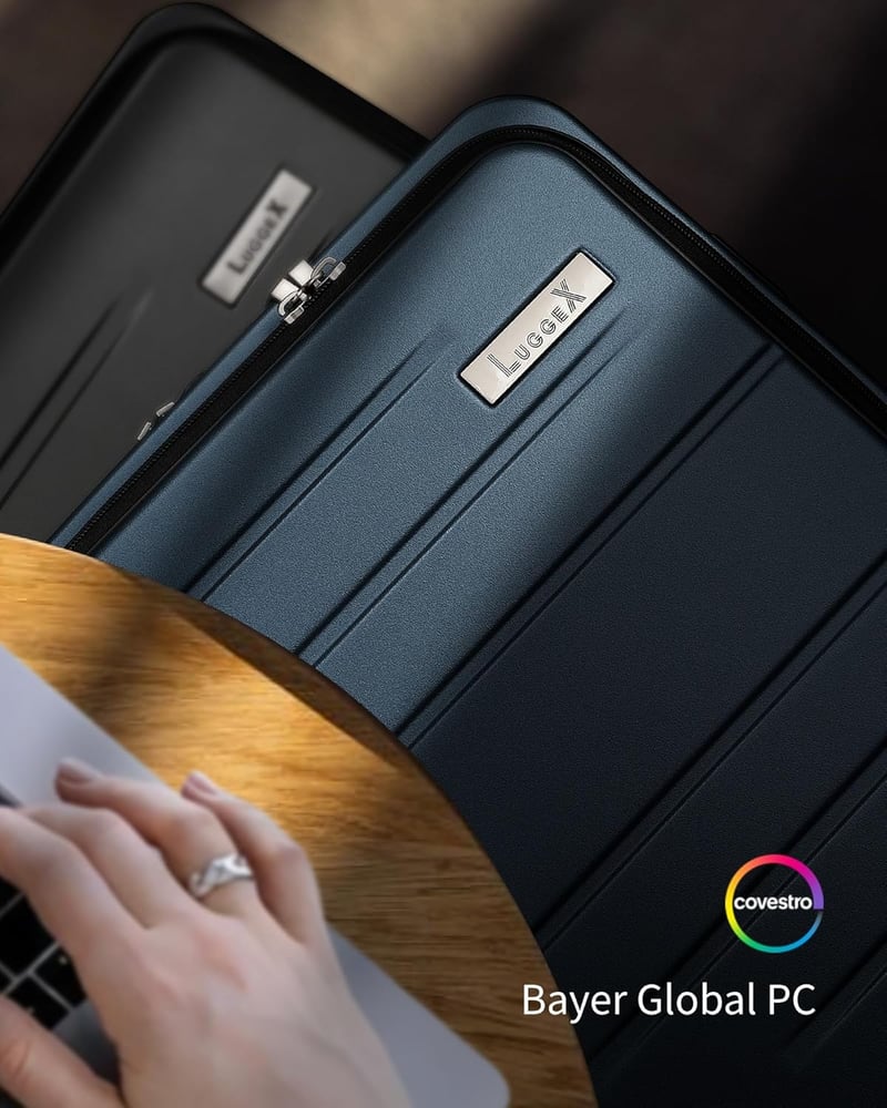 LUGGEX Kemény PC Kézipoggyász Laptoprekesszel 55cm Kék Bővíthető