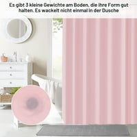 Perdea de duș LUKDUNG 180x180 cm din material PEVA, rezistentă la mucegai, impermeabilă, lavabilă, pentru cadă, cu 12 inele incluse, roz 5