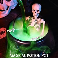 LUKIUP Halloween Boszorkány Üst Ködgéppel, Koponya Dekorációval, Kültéri Kerti Dekoráció 4