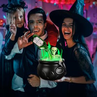 LUKIUP Halloween Boszorkány Üst Ködgéppel, Koponya Dekorációval, Kültéri Kerti Dekoráció 7
