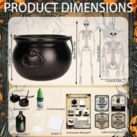 LUKIUP Halloween Boszorkány Üst Ködgéppel, Koponya Dekorációval, Kültéri Kerti Dekoráció 2