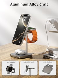 LULULOOK Qi2 MagSafe 3in1 töltőállomás iPhone Apple Watch AirPods 15W gyorstöltés - titanium 4