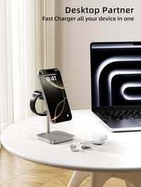 LULULOOK Qi2 MagSafe 3in1 töltőállomás iPhone Apple Watch AirPods 15W gyorstöltés - titanium 7