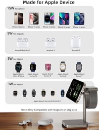 LULULOOK Qi2 MagSafe 3in1 töltőállomás iPhone Apple Watch AirPods 15W gyorstöltés - titanium 3