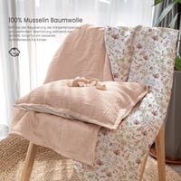 lulumoon Dječja posteljina 100x135 cm - Navlaka za poplun 100x135 + Jastučnica 40x60 cm Pamučni muslin Oeko-TEX standard Lagana Udobna 6