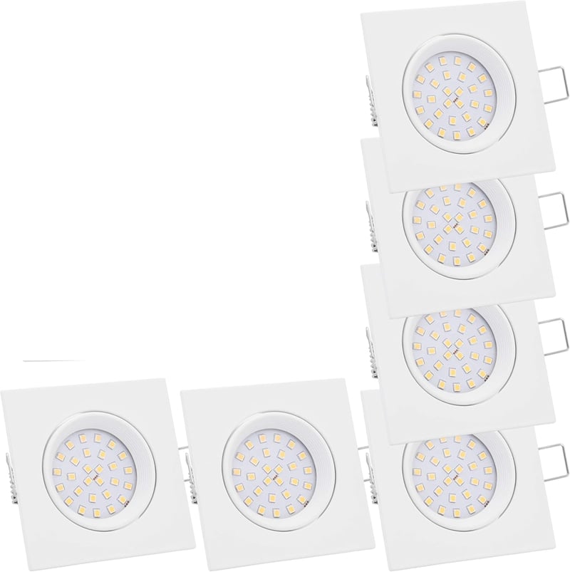 abalando GmbH Lumare süllyesztett LED spot 4W, extra lapos 27mm, Ø75mm, fehér szögletes, 2700K meleg fehér, 230V IP44 fürdőszobába