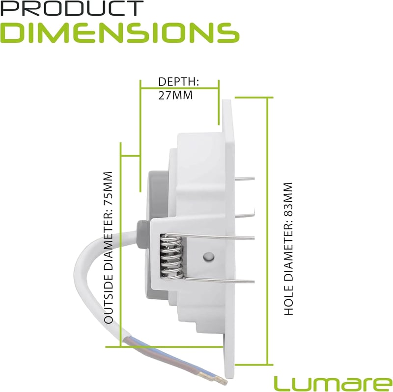 abalando GmbH Lumare süllyesztett LED spot 4W, extra lapos 27mm, Ø75mm, fehér szögletes, 2700K meleg fehér, 230V IP44 fürdőszobába