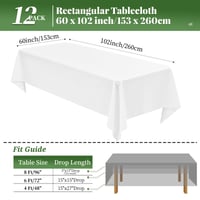 Lumaycens bijeli stolnjak 153x260 cm, set, perivi poliesterski pravokutni stolnjak za stol od 1,8 m, za vjenčanja, bankete — set od 9 komada 5
