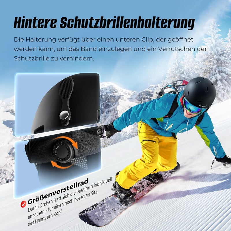 LUMDEER Könnyű sísisak visierrel UV 400 védelemmel férfiaknak és nőknek - M (52 - 57 cm), Black