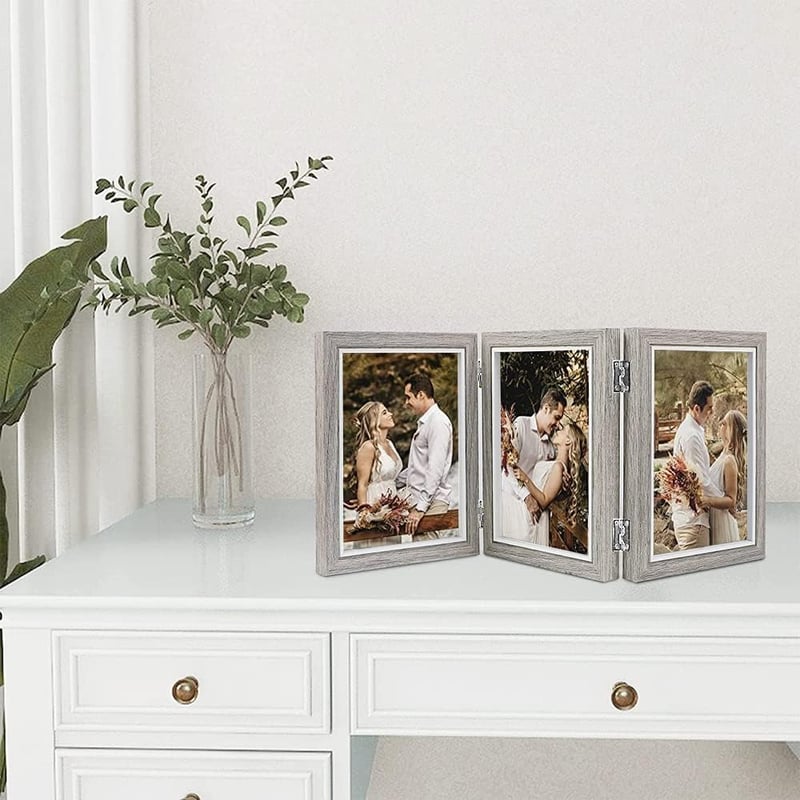 LumenTY Hármas Képkeret Összecsukható 10x15 cm Fali Asztali Dekoráció Esküvői Ajándék