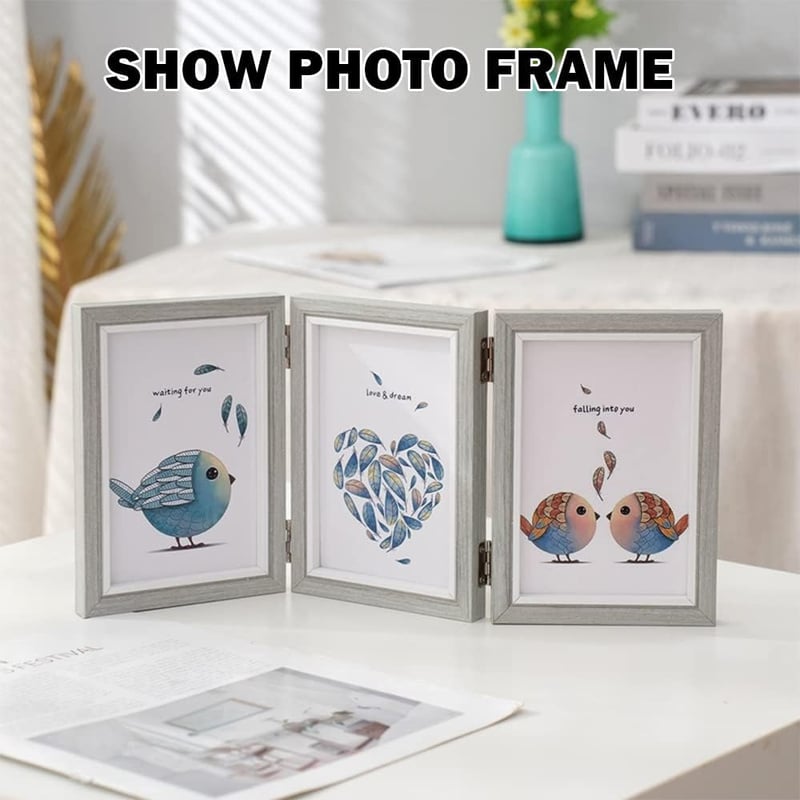 LumenTY Hármas Képkeret Összecsukható 10x15 cm Fali Asztali Dekoráció Esküvői Ajándék