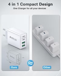 LumFocus 40W USB-C gyorstöltő adapter 4 porttal + 2 m kábel 6
