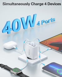LumFocus 40W USB-C gyorstöltő adapter 4 porttal + 2 m kábel 3