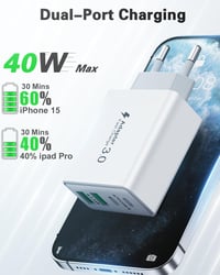 LumFocus 40W USB-C gyorstöltő adapter 4 porttal + 2 m kábel 2