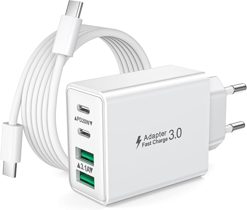 LumFocus 40W USB-C gyorstöltő adapter 4 porttal + 2 m kábel