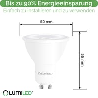 Bec LED Lumiled GU10 1,5W 135lm Alb Rece 6500K Echivalent 15W Reflector Spot Unghi 36° Nereglabil 10 buc Lampă Economică pentru Living Bucătărie Hol Birou 7