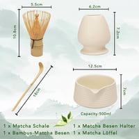 LUMIN TUTU Matcha szertartás készlet fehér - kefe, kanál, tál és tartó 5