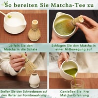 LUMIN TUTU Matcha szertartás készlet fehér - kefe, kanál, tál és tartó 4