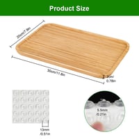 Servírovacia tácka z dreva LuminaryLair 30x20x2 cm, s protišmykovými silikónovými podložkami, obdĺžniková drevená tácka na dezerty, rastliny, do kúpeľne 2