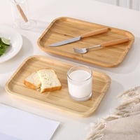 Servírovacia tácka z dreva LuminaryLair 30x20x2 cm, s protišmykovými silikónovými podložkami, obdĺžniková drevená tácka na dezerty, rastliny, do kúpeľne 7