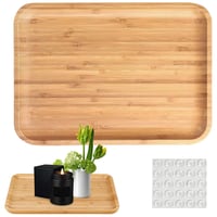 Servírovacia tácka z dreva LuminaryLair 30x20x2 cm, s protišmykovými silikónovými podložkami, obdĺžniková drevená tácka na dezerty, rastliny, do kúpeľne 1