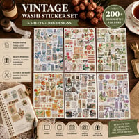 LuminCross Vintage Set naljepnica s cvijećem i leptirima, Washi naljepnice za bullet journal, dnevnik, planer i fotoalbum, DIY dekoracija 3