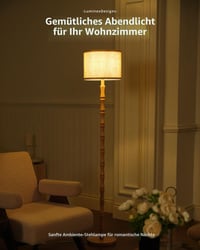 LuminexDesigns Boho podna lampa od hrastovine s bež tekstilnim sjenilom – dnevna lampa u skandinavskom stilu 10