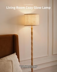 LuminexDesigns Boho podna lampa od hrastovine s bež tekstilnim sjenilom – dnevna lampa u skandinavskom stilu 9