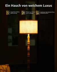 LuminexDesigns Boho podna lampa od hrastovine s bež tekstilnim sjenilom – dnevna lampa u skandinavskom stilu 4