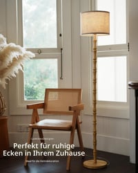 LuminexDesigns Boho podna lampa od hrastovine s bež tekstilnim sjenilom – dnevna lampa u skandinavskom stilu 7