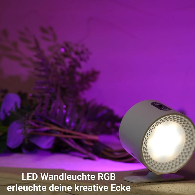 LuminexDesigns LED fali lámpa 2db RGB távirányítós dimmer akkumulátoros - 2er, White