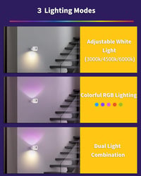 LuminexDesigns LED fali lámpa 2db RGB távirányítós dimmer akkumulátoros - 2er, White 2